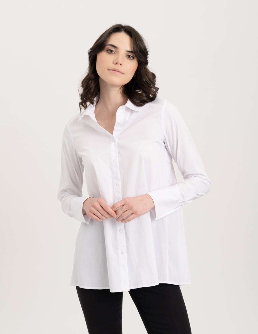 Long Sleeve Cotton Mixed Blouse