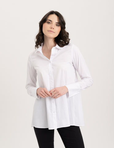 Long Sleeve Cotton Mixed Blouse