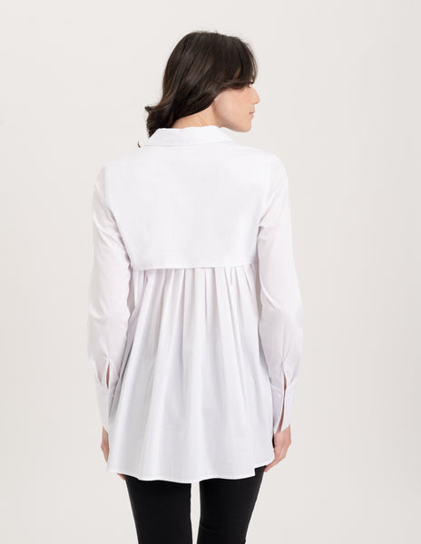 Long Sleeve Cotton Mixed Blouse