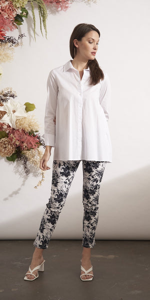 Long Sleeve Cotton Mixed Blouse