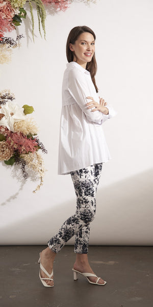 Long Sleeve Cotton Mixed Blouse