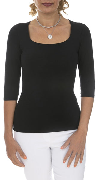 3/4 Sleeve Square Neck Top