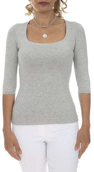 3/4 Sleeve Square Neck Top