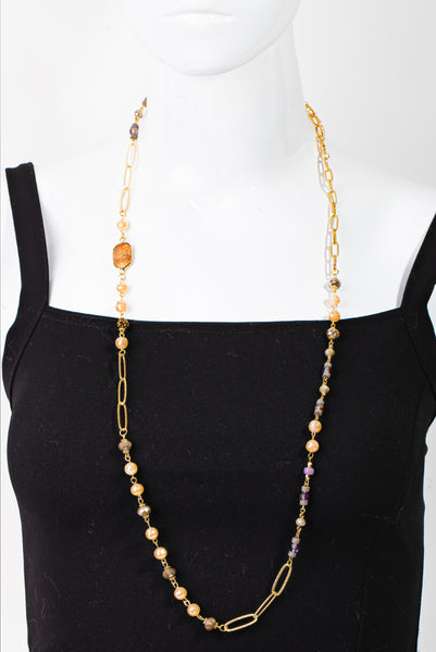 Assorted Faceted Bead Chain Long Necklace Set
