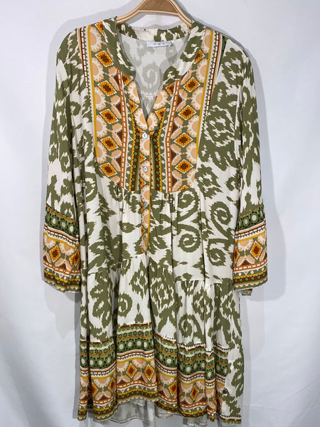 Long Sleeve Print Dress- Italian