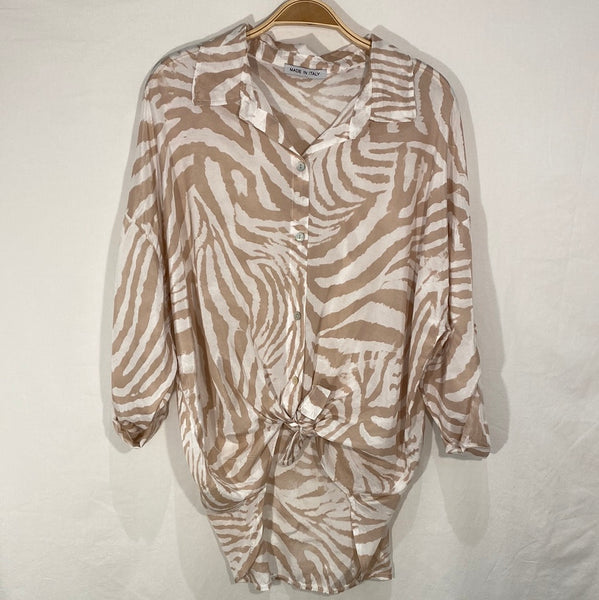 Button Front Print Shirt