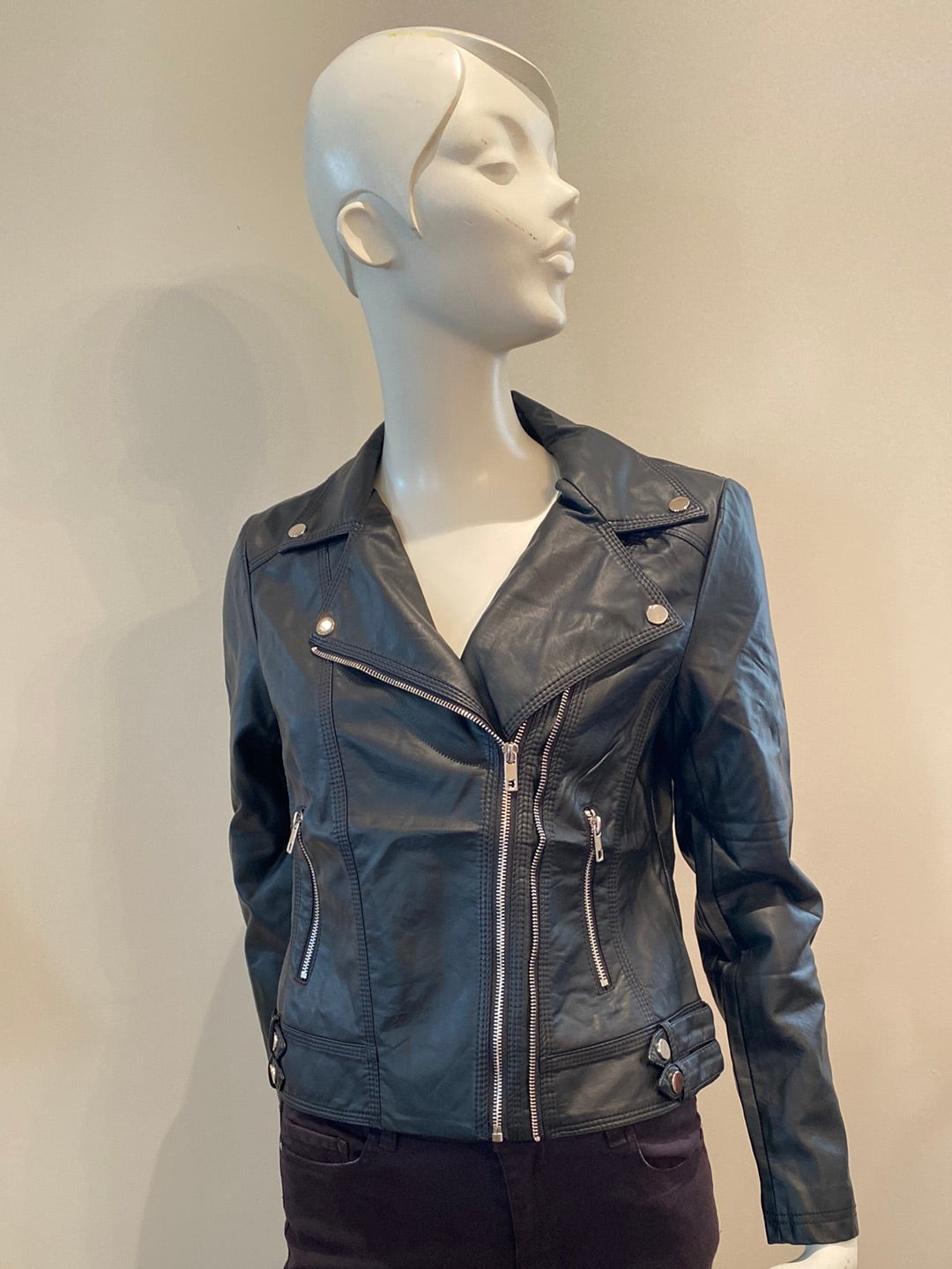 Faux-Leather Biker Jacket