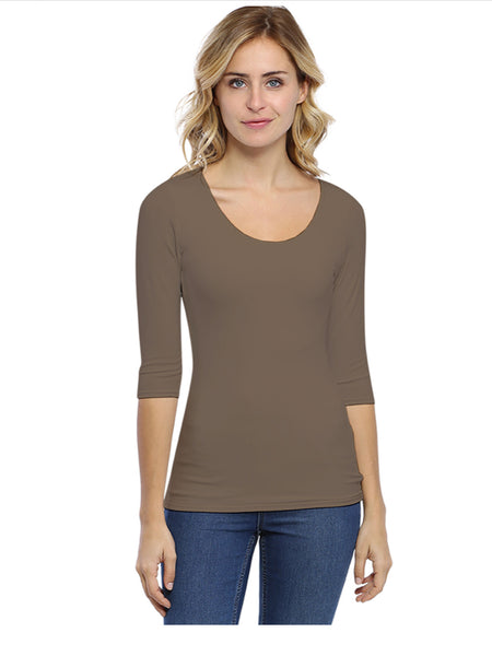 3/4 Sleeve Round Neck Top