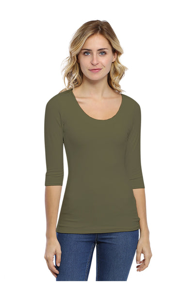 3/4 Sleeve Round Neck Top