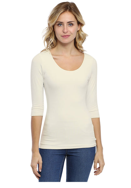 3/4 Sleeve Round Neck Top