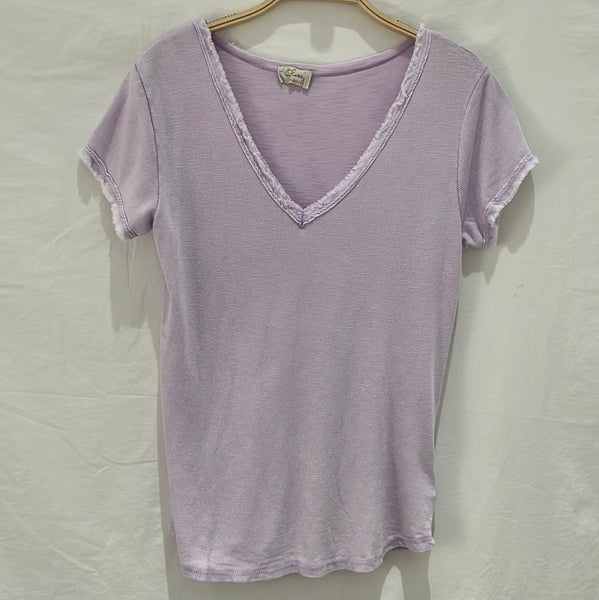 Short Sleeve V-Neck Cotton Top