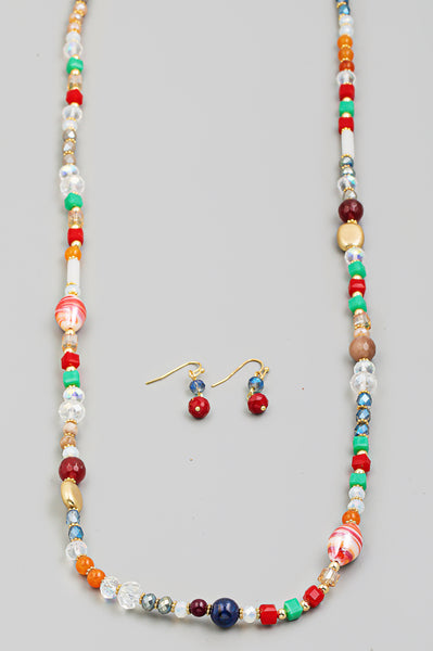 Assorted Bead Long Necklace Set