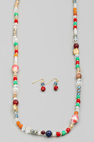 Assorted Bead Long Necklace Set