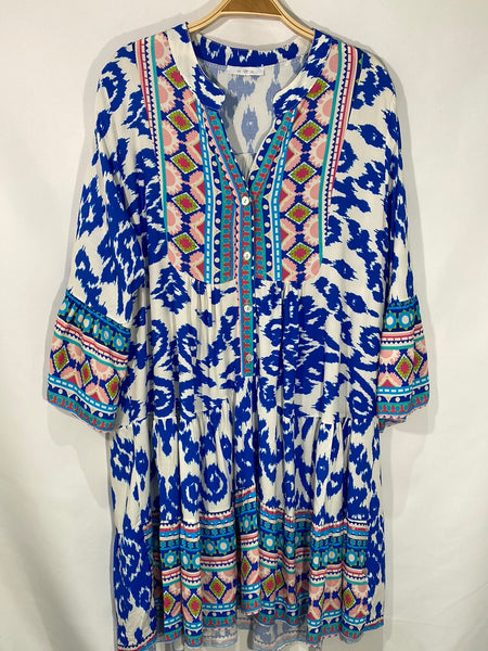 Long Sleeve Print Dress- Italian