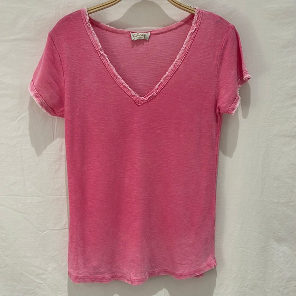 Short Sleeve V-Neck Cotton Top