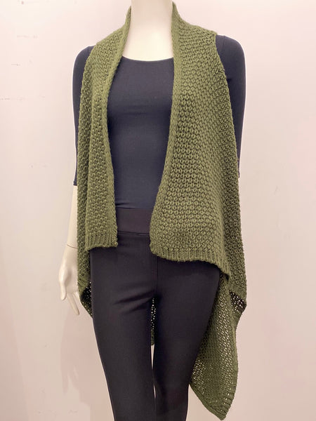 Wool Mixed Open Front Vest