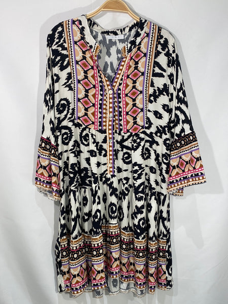 Long Sleeve Print Dress- Italian