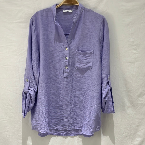 Roll-Up Sleeve Air Flow Blouse- Italian