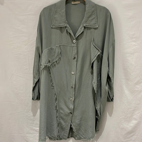 Long Sleeve Button Front Tunic- Italian