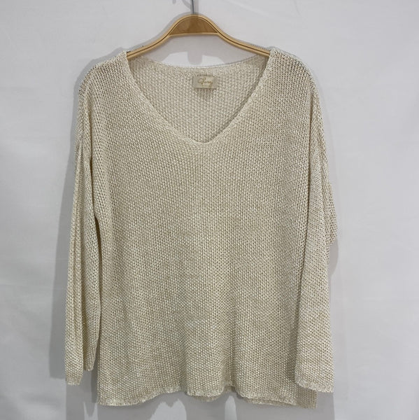 Long Sleeve  Glitzy V-Neck Sweater