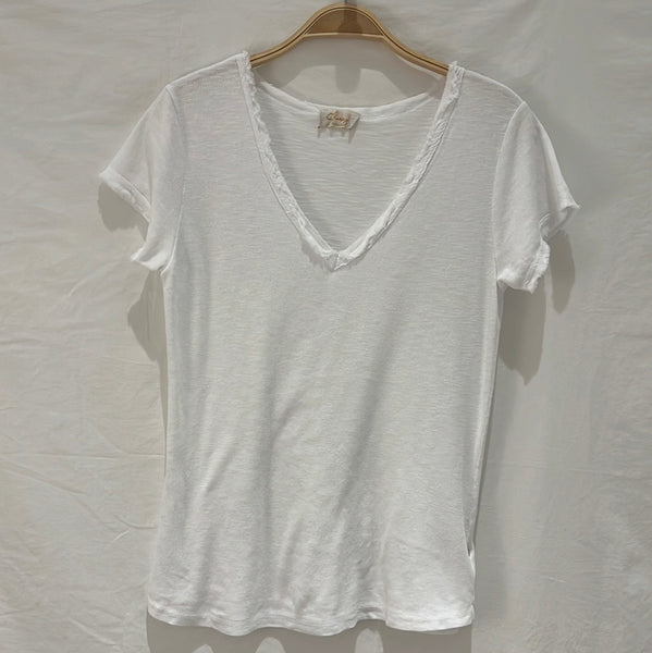 Short Sleeve V-Neck Cotton Top