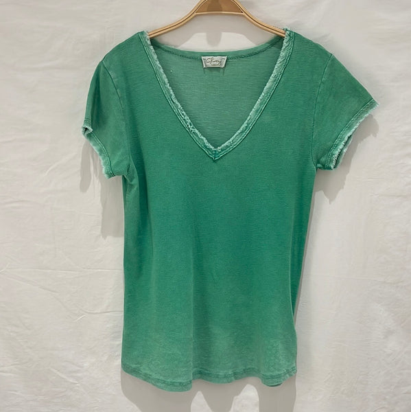 Short Sleeve V-Neck Cotton Top