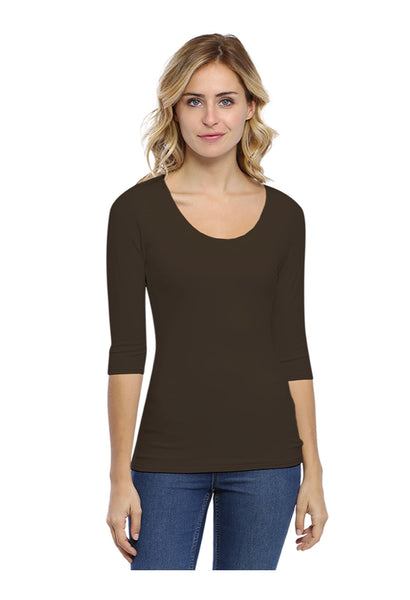 3/4 Sleeve Round Neck Top