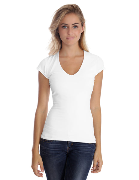 Cap Sleeve  V- Neck Stretch Top