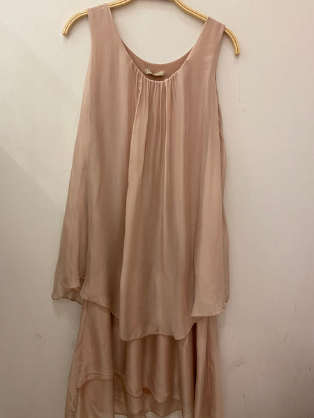 Sleeveless Layered Silk Dress - Italian