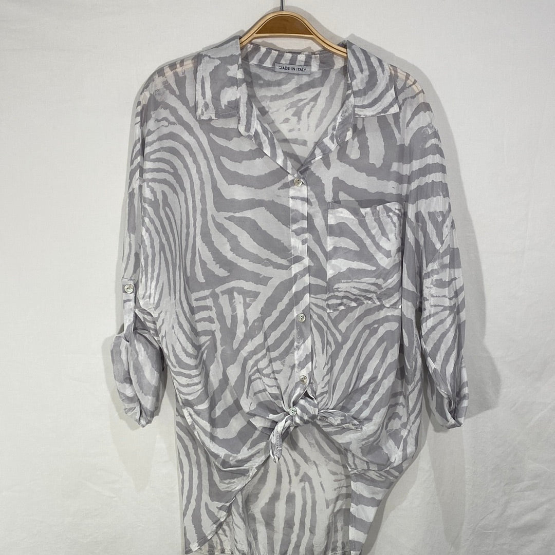 Button Front Print Shirt