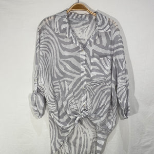 Button Front Print Shirt