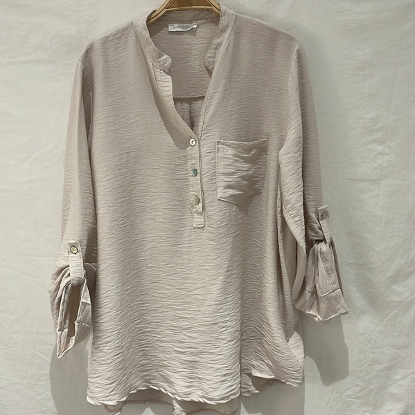 Roll-Up Sleeve Air Flow Blouse- Italian