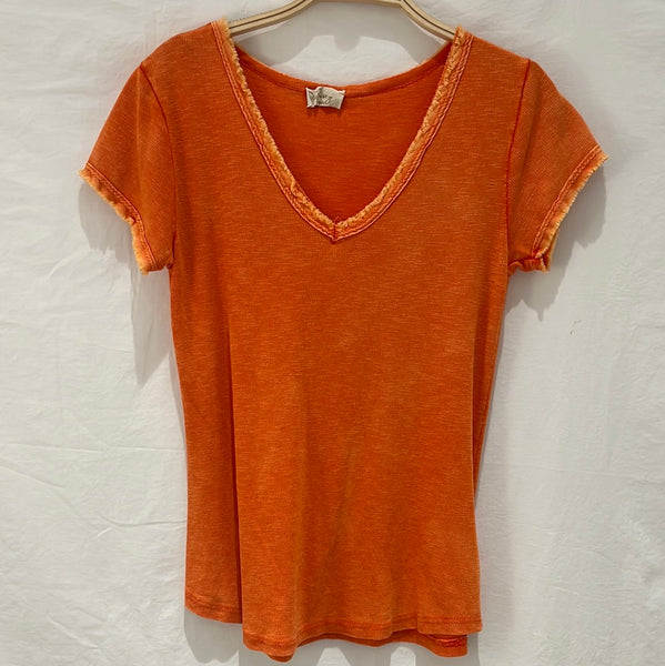 Short Sleeve V-Neck Cotton Top