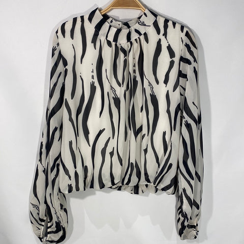 Long Sleeve Mock Neck Print Top