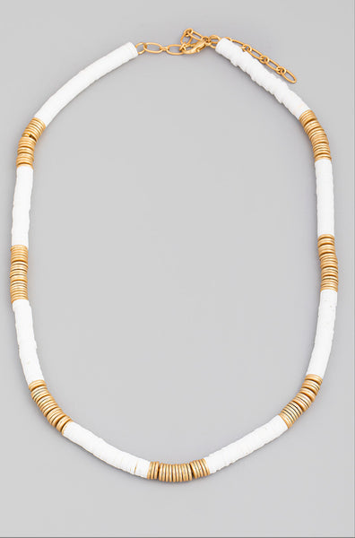 Beaded Flat Disk Necklace