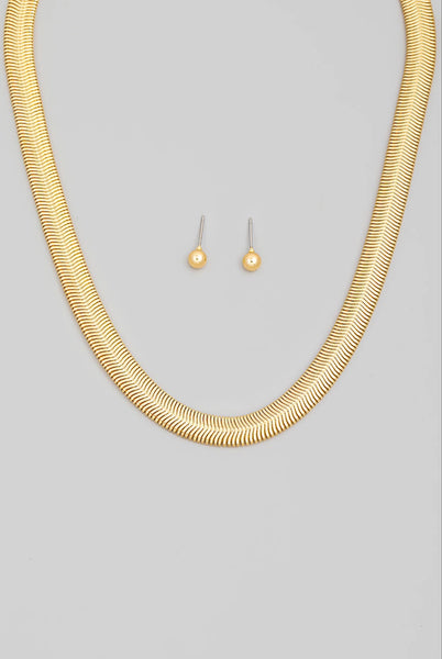 Bulky Herringbone Snake Chain Necklace Set