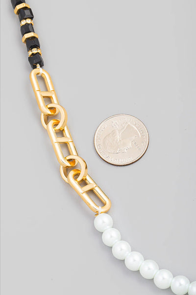 Assorted Bead Pearl Chain Necklace