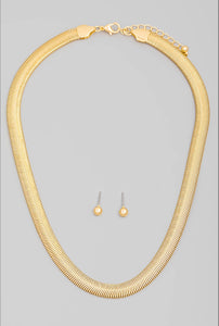 Bulky Herringbone Snake Chain Necklace Set