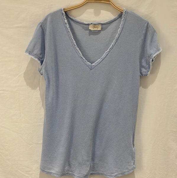 Short Sleeve V-Neck Cotton Top