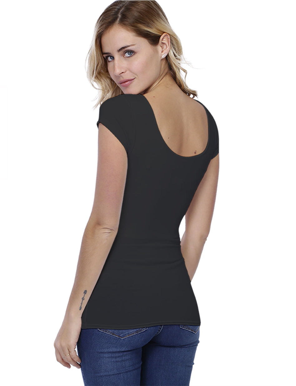 Cap Sleeve Ballet Neck Top