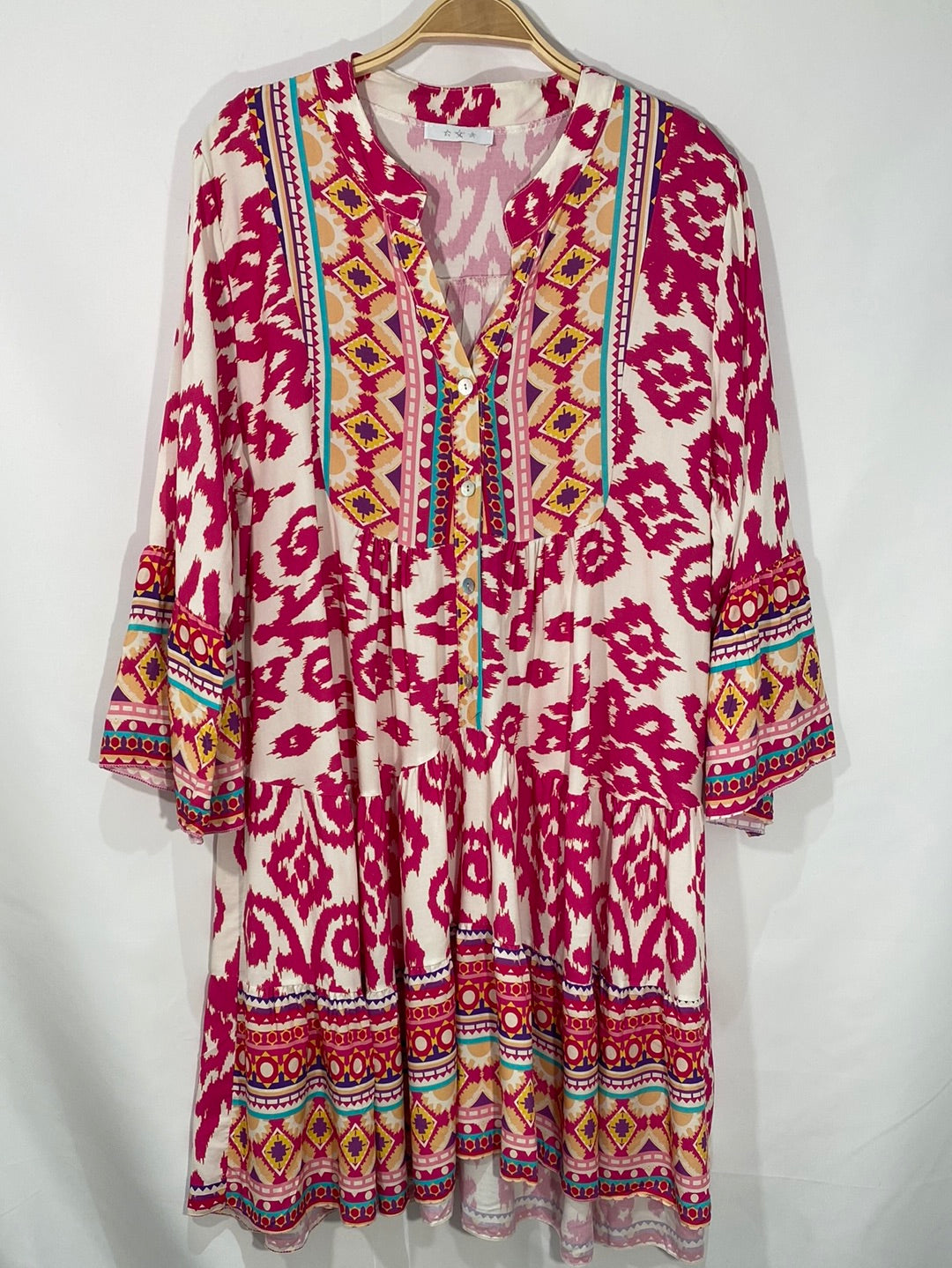Long Sleeve Print Dress- Italian