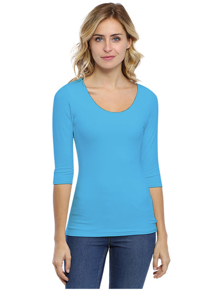 3/4 Sleeve Round Neck Top