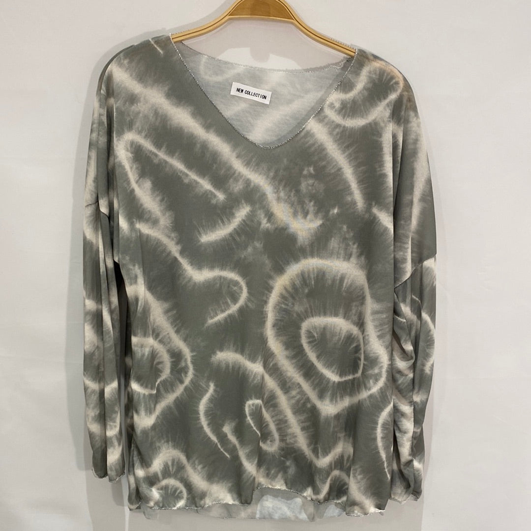 Cotton Mixed Print Light Sweater
