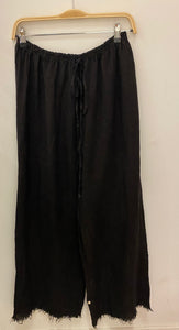 Wide Leg Fringe Linen Pants - Italian