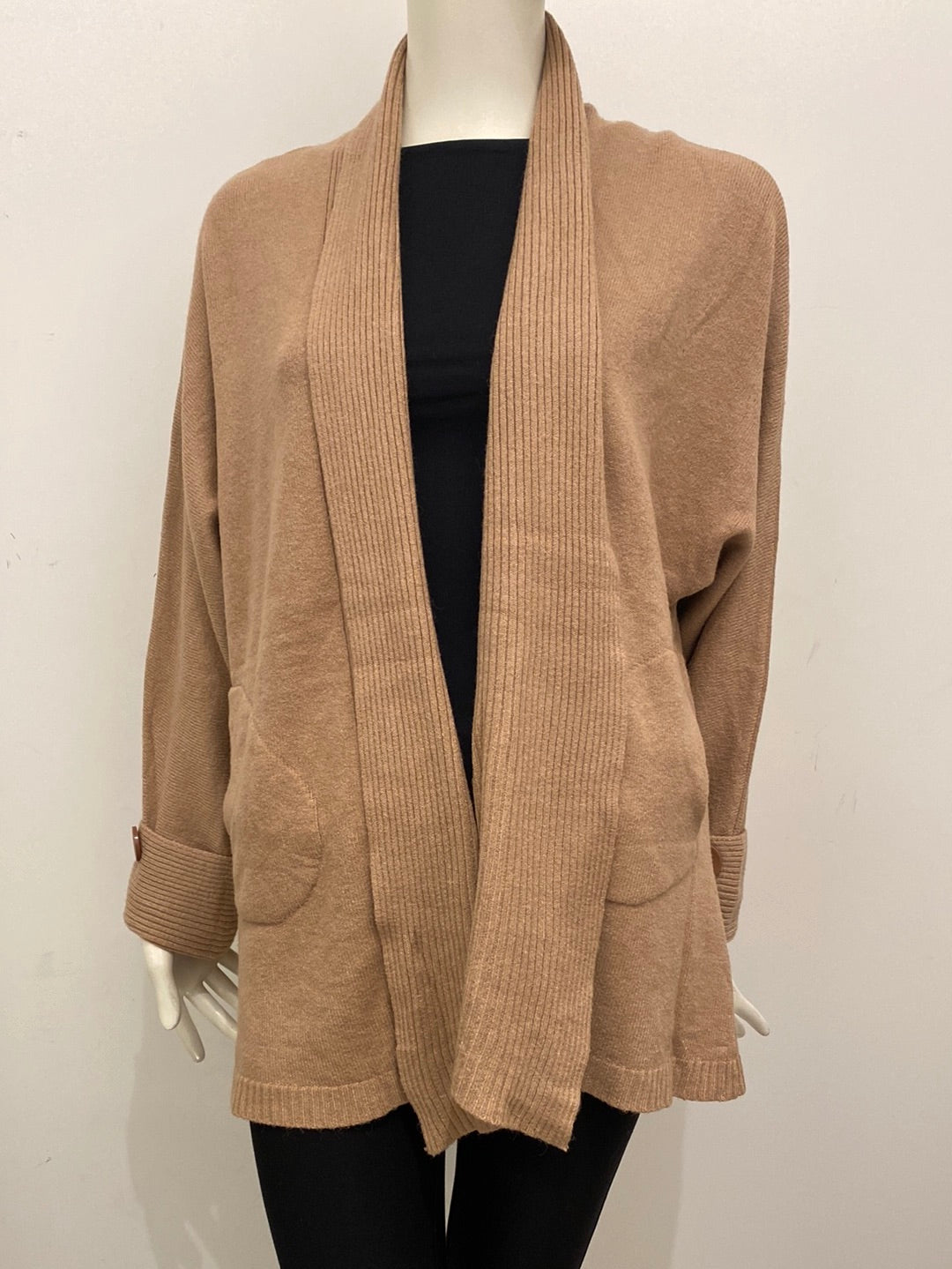 Long Open Front Knit Cardigan