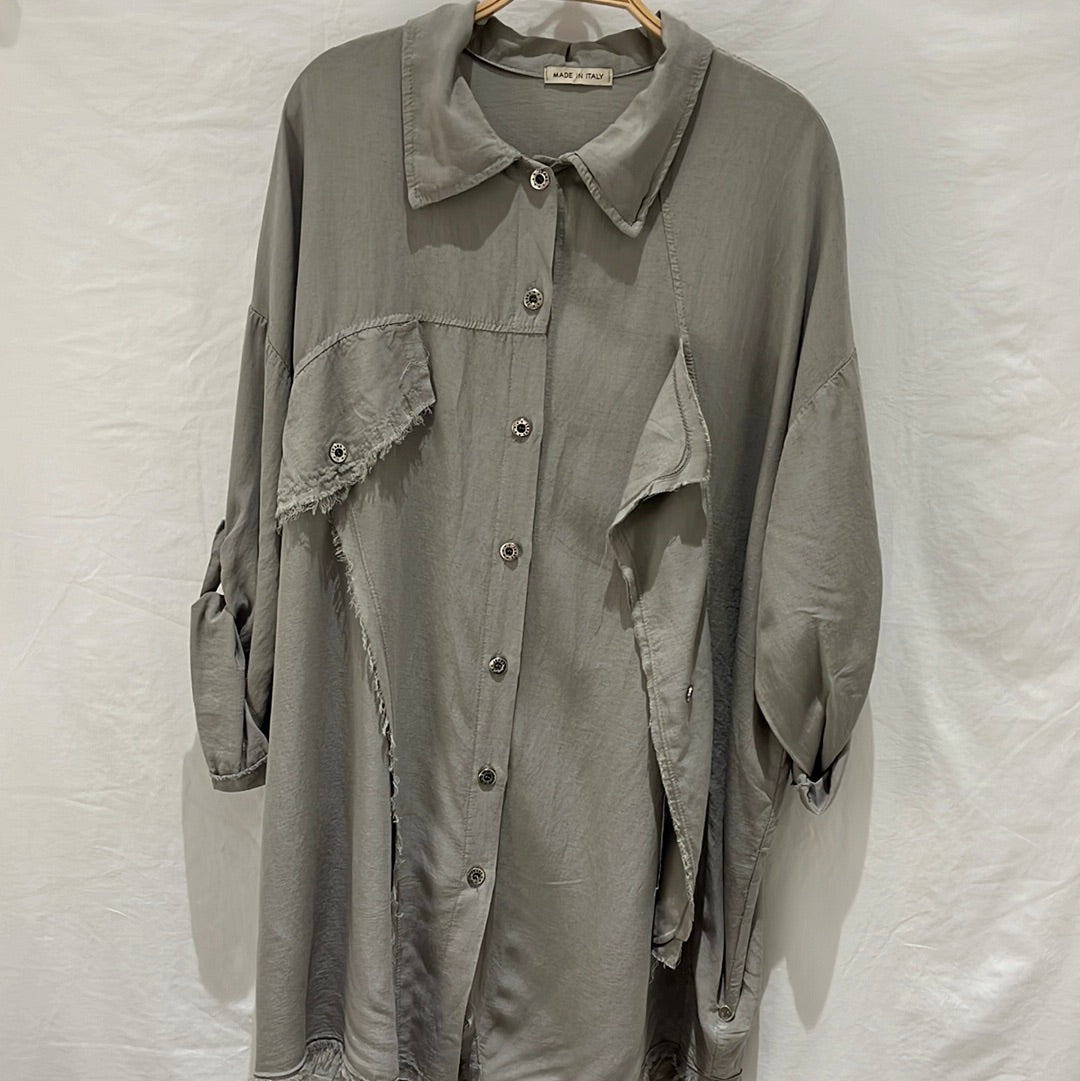 Long Sleeve Button Front Tunic- Italian