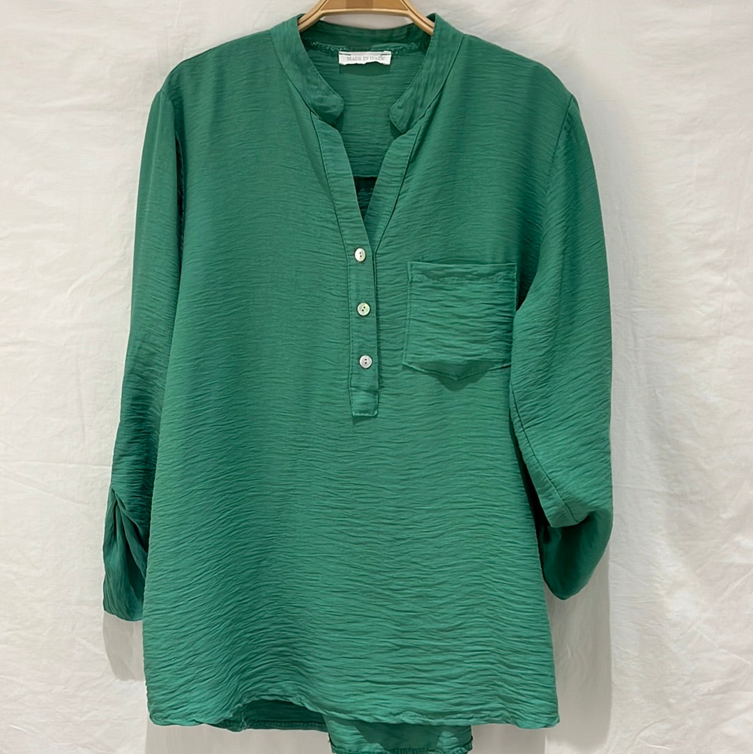 Roll-Up Sleeve Air Flow Blouse- Italian