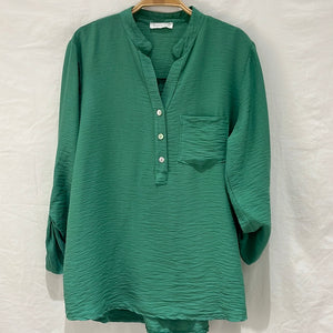Roll-Up Sleeve Air Flow Blouse- Italian