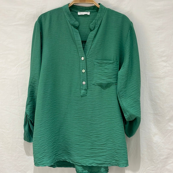 Roll-Up Sleeve Air Flow Blouse- Italian