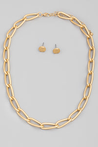 Brushed Chain Link Necklace set